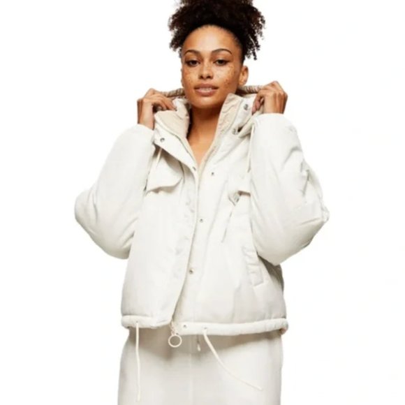 Topshop Jackets \u0026 Coats | Topshop US 12 White Beige Reversible Puffer Jacket Coat Brand New | Color: Tan/White | Size: 12 | Magicintheivy's Closet